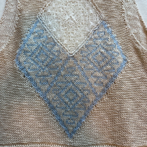 Blu Pepper Womens Boho Knit Cardigan Sweater Vest with Lace Accent Medium - Picture 5 of 8